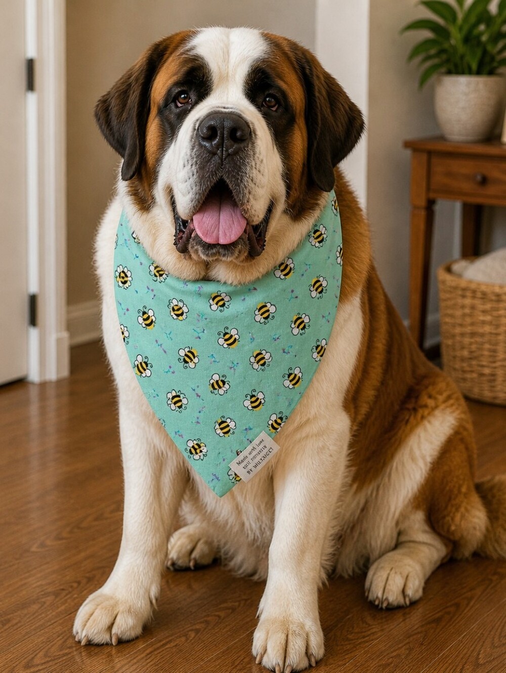 Bee Print Bandana - Mint